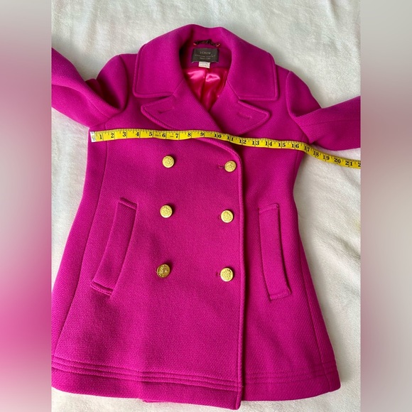 J. Crew Majesty Stadium Cloth Peacoat in Fuchsia Pink Wool Blend Size 2 - Picture 4 of 10